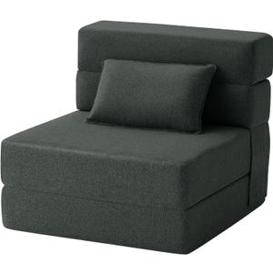 FILUXE Convertible Folding Sofa Bed - Sleeper Chair with Pillow, Modern Linen Fabric Floor & Futon Couch, Foldable Mattress for Living Room/Dorm/Guest Use/Home Office/Apartment, Single Size, Dark Gray