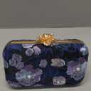 Womens Vintage Floral Embroidery Clutch Evening Handbag Shoulder Bags Purse for Wedding Party Prom (Dark Blue)