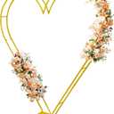 7FT Metal Heart Arch Double Heart Shaped Balloon Stand Wedding Arch for Proposal Ceremony Valentine's Day Birthday Party Baby Shower Decoration (Gold)