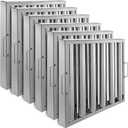 VBENLEM Pack of 6 Hood Filters 19.5W x 15.5H Inch, 430 Stainless Steel 5 Grooves Commercial Hood Filters, Range Hood Filter for Grease Rated Commercial Kitchen Exhaust Hoods