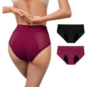 Period Underwear for Women and Teens, Leakproof Menstrual Panties, Viscose Black Brief, Comfort, Breathable (M)