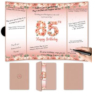 Rose Gold 85th Birthday Party Decorations, Floral Theme Happy 85th Birthday Guest Book for Men Women 85th Birthday Signature Guest Book