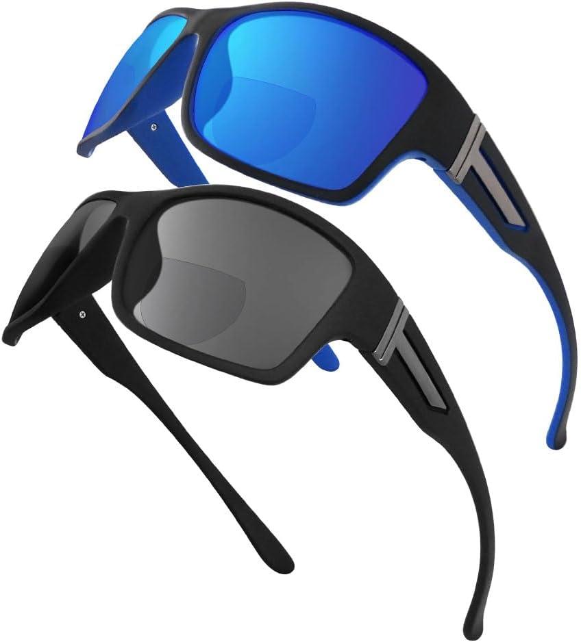 Bifocal Sunglasses for Men - Reading Sunglasses with Readers Built in, Reader Sunglasses Men for Cycling/Driving, 1.0 (Blue/Black)