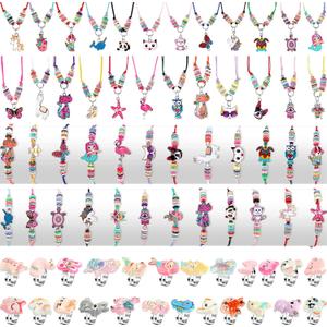 Sherr 72 Pcs Little Girls Jewelry Sets Dresses up Jewelry for Kids Toddler 4-6 6-8, Adjustable Unicorn Animal Dress up Bracelets Necklaces Rings for Birthday Gifts Party Favor