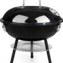 14 inch Charcoal Grill, Joyfair Small Portable BBQ Grill with Locking Lid for Outdoor Camping/Patio/Backyard Barbecue/Tabletop Cooking, Enamel Coated & Dual Vent System (Black)