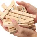 Wood Clothes Pin,Natural Birchwood Clothespins,Strong Grip,Heavy Duty Outdoor Clothes Clips for Hanging Clothes, Art, Crafts, Photo Displays,3.55 Inch,Pack of 24