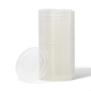 TOSSWARE NATURAL Flat Lid With Straw Slot Set of 50 - Plant Based 98mm Lids for Cold Cups - Plastic Alternative Clear Lids - Only Compatible with TOSSWARE NATURAL 98mm Cups