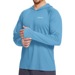 baleaf Men's Sun Protection Hoodie Shirt UPF 50+ Long Sleeve UV SPF T-Shirts Rash Guard Fishing Swimming Lightweight (Blue, XXXL)
