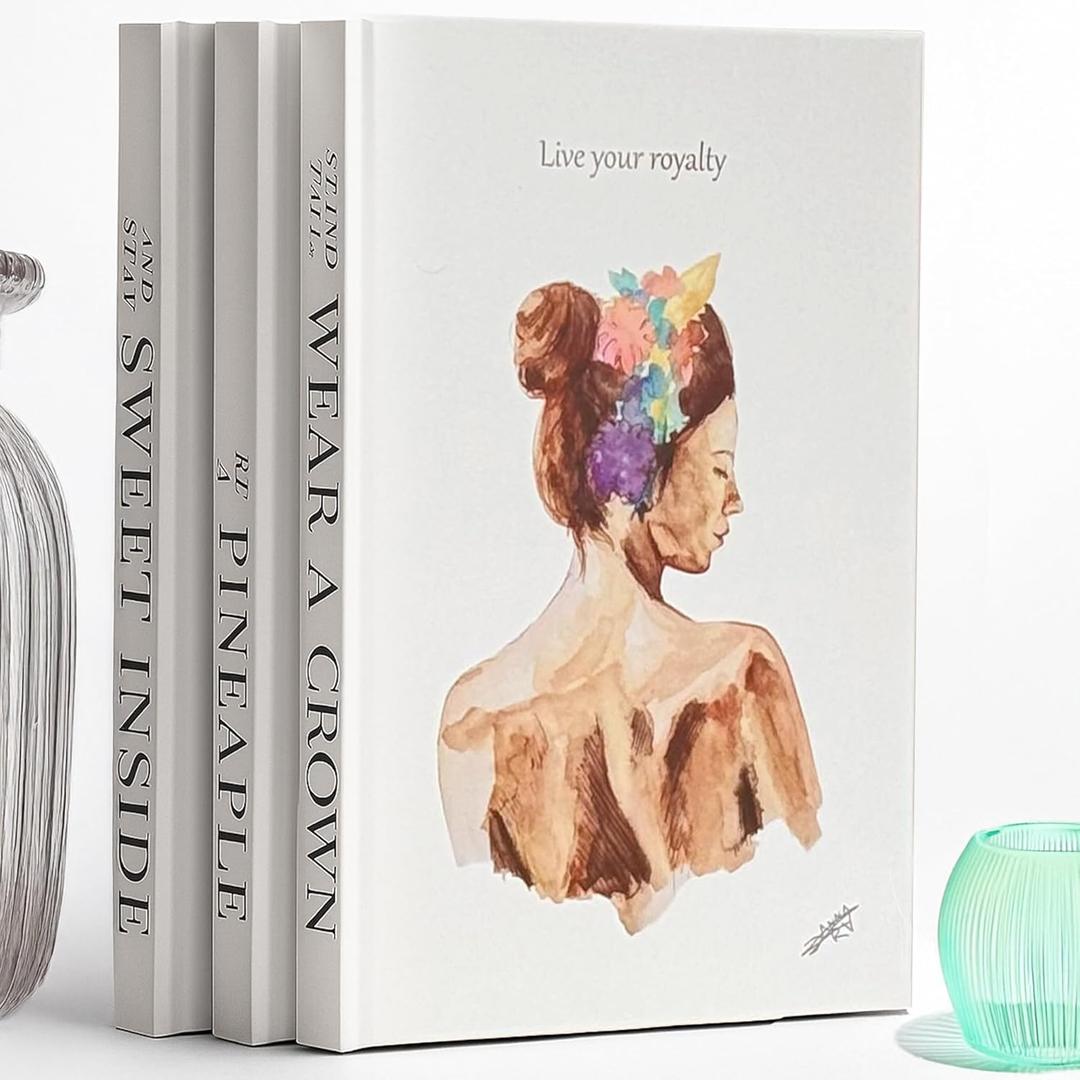 Decorative Books for Home Decor | Set of 3 Fake/Faux Books for Decoration Coffee Table and Shelves | Decorative Book with Real Blank Pages | Neutral Hardcover Aesthetic Book Set for Modern Dcor