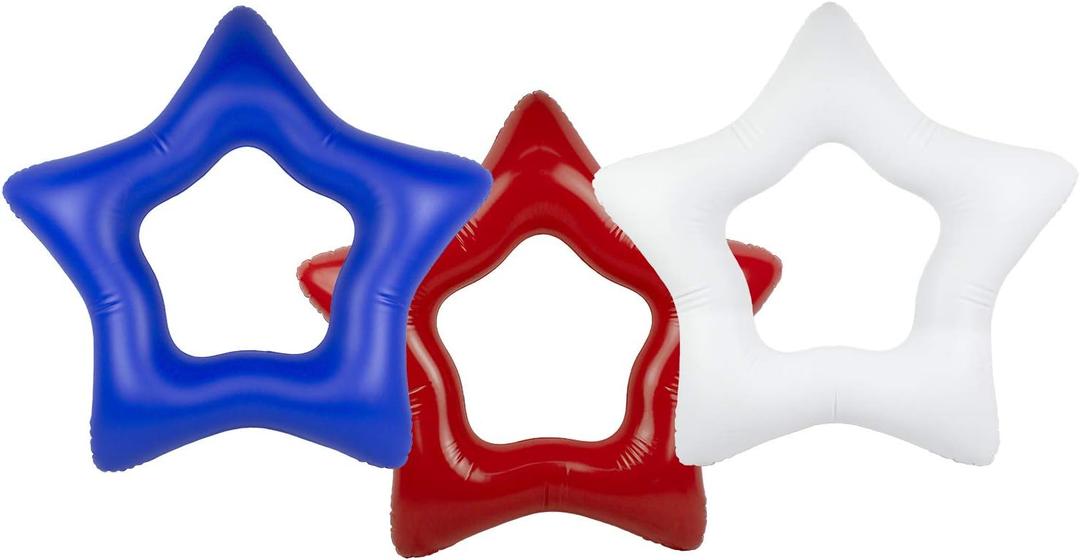 Poolmaster American Stars Inflatable Pool Floaties for Kids and Adults Star Tubes (Pack of 3)