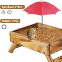 Ground Bird Feeder for Outdoors Bird&Squirrel Feeder Wooden Chicken Picnic Table Platform Feeder Wild Bird Feed Crow Feeder for Outside with 5 LBS Capacity (Brown)