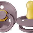 BIBS Pacifiers Colour Collection | Natural Rubber Baby Pacifier | Set of 2 BPA-Free Soothers | Made in Denmark | 6+ Months (Pack of 2) | Heather