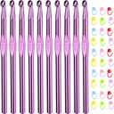 Aeelike 10pcs Size K / 6.5mm Crochet Hooks,Aluminum Crochet Needles and 30pcs Stitch Markers for Beginner and Advanced, Crocheter Hook Set for Learning How to Crochet
