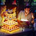 YestBuy Cupcake Stand with Yellow Led Lights, 4 Tier Cupcake Stand for 50 Cupcakes, Acrylic Cupcake Tower Stand, Clear Tiered Cupcake Holder for Birthday Cady Bar Décor Weddings, Parties Events