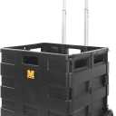 MaxWorks 51051 Collapsible Black Rolling Folding Dolly Cart for Teachers - Multi-Functional Dolly with Extra Storage Durable Wheels and Easy-to-Fold Design for Classroom Office Shopping - Without Lid