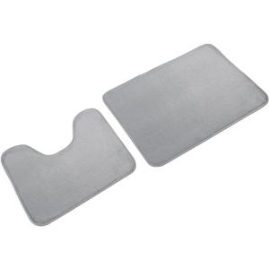 2Pcs Memory Foam Toilet Rugs Contour Extra Soft Absorbent 40x50cm U Shaped 50x70CM Rectangle Gray