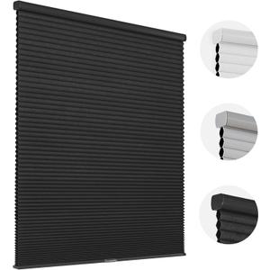Joydeco Honeycomb Shades, Black Cordless Cellular Shades Blackout, Free-Stop Honeycomb Window Blinds for Bathroom, Bedroom, Living Room, Office, Kitchen (36" W x 64" H)