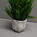 9'' Faux Boston Fern Potted  Small Artificial Plant in White Boho Embossed Planter for Tabletop, Home, Office, Bathroom, Indoor & Sheltered Outdoor Decor