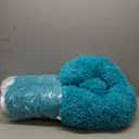 JOLLYVOGUE Calming Dog Bed Medium Size Dog, Anti-Anxiety Donut Medium Pet Bed, 31 inches Fluffy Faux Fur Round Cat Bed, Fits up to 45 lbs Pets (Aqua Blue)