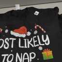 Most Likely to Nap On Christmas Family Funny Matching T-Shirt Size 2XL
