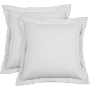PHF Euro Sham 26 x 26 Inch, Set of 2 Washed Microfiber Euro Pillow Covers, Wrinkle & Fade Resistant Square Cushion Covers, European Pillow Shams, Light Grey