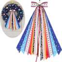 YKW Wreath Sash Ribbon Set, 9 Assorted Western Patterns with Cow Print, Cloud & Bandana Design, 27.5" Pre-Made Clip-On Bow for Front Door Wreaths, Party Decor & DIY Craft Supplies - Indoor Outdoor