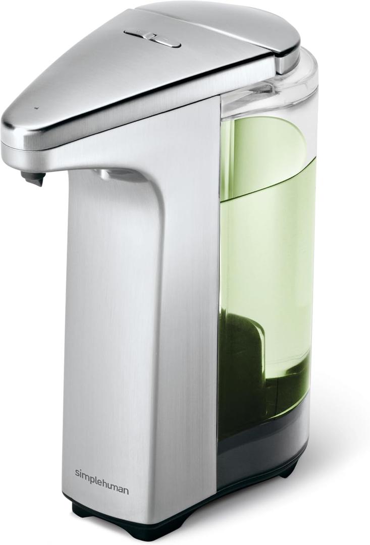 simplehuman 8 oz. Touch-Free Sensor Liquid Soap Pump Dispenser with Soap Sample, Brushed Nickel