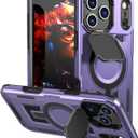 Designed for iPhone 17 Pro Max Case, Full Camera Protection, Built-in Invisible Kickstand, Heavy Duty Rugged Case with Dual-Layer Shockproof, Wireless Charging Compatible (Purple)