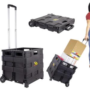 dbest products Quik Cart without Lid Travel Portable Mobile Storage Collapsible Handcart Rolling Utility Heavy Duty, Black