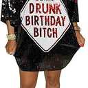 ENOPINK Womens Sequin Glitter Shirt Dress Size S