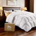 Premium Goose Down Fiber Comforter California King Size, Ultra Fluffy Hotel Collection Bedding, All Season Soft & Breathable Duvet Insert with Baffle Box Construction and 8 Corner Tabs