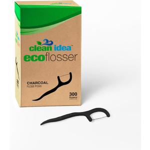 EcoFlossers Charcoal 300ct, Eco Friendly Flossers for Adults & Kids, Everyday Dental Floss Picks, Easy on Gums Floss Picks for Teeth, Tooth Flossers