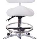 Saddle Stool Chair with Back with Foot Ring Rolling Esthetician Seat for Salon Tattoo Shop Spa Facial lash Home Dentist Clinic Esthetician Chair(with Backrest with Foot Ring, White)