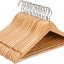JS Hanger Wooden Coat Hangers, 20 Pack High Grade 17.5 Inch Wood Suit Hangers with Non Slip Pant Bar - Extra Smooth and Splinter Free Natural Finish Wooden Suit Hangers for Closet Organization