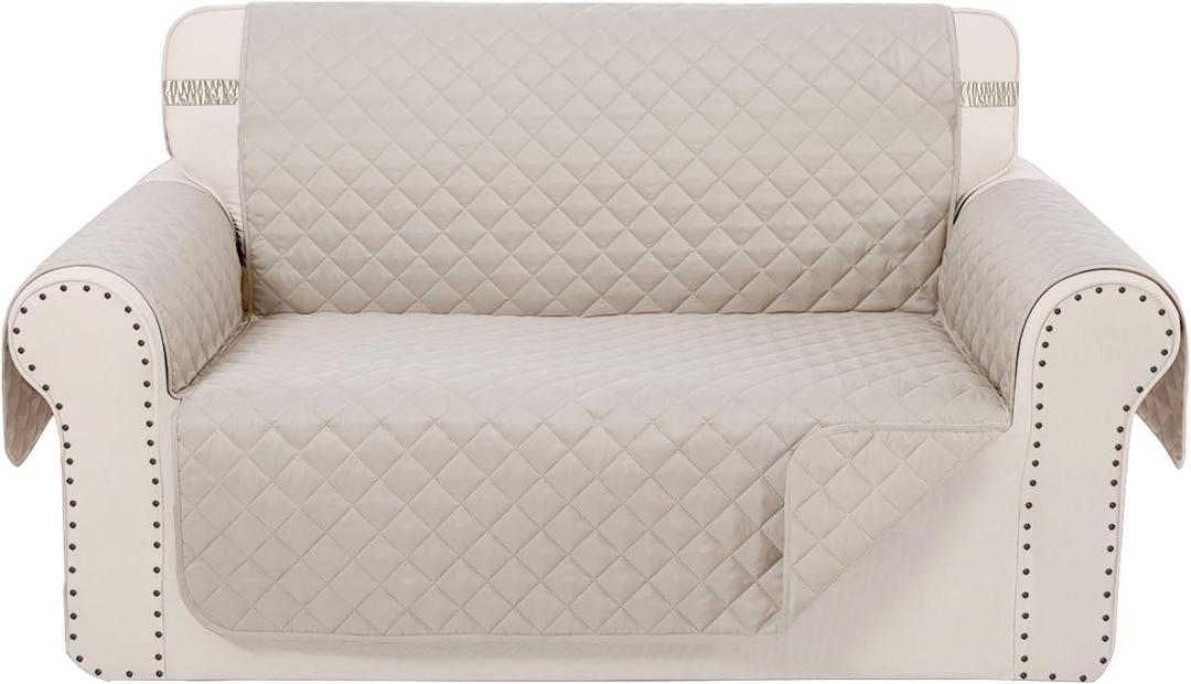 Reversible Loveseat Sofa Covers Couch Cover Furniture Protector, (Loveseat, Beige/Beige) (Loveseat-Oversized(54"))