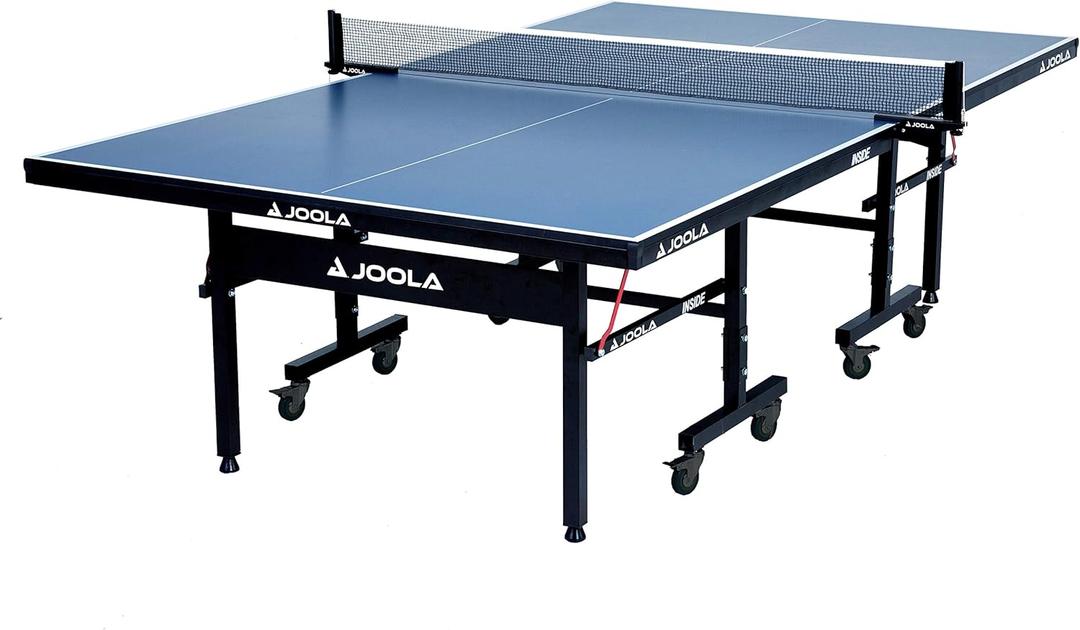 JOOLA Inside Professional MDF Indoor Ping Pong Table with Quick Clamp Table Tennis Net and Post Set - 10 Minute Easy Assembly - Tournament Quality - Foldable with Single Player Playback Mode (18mm)
