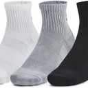 Under Armour Training Cotton Quarter Socks 3-Pack (Medium, (035) Steel / White / Black)