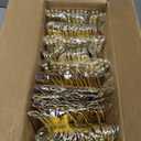 300PCS Gold Plastic Silverware, Heavy Duty utensils, Disposable Plastic Cutlery Silverware Include 100 Forks, 100 Knives, 100 Spoons for Party and Wedding, Gold Bead