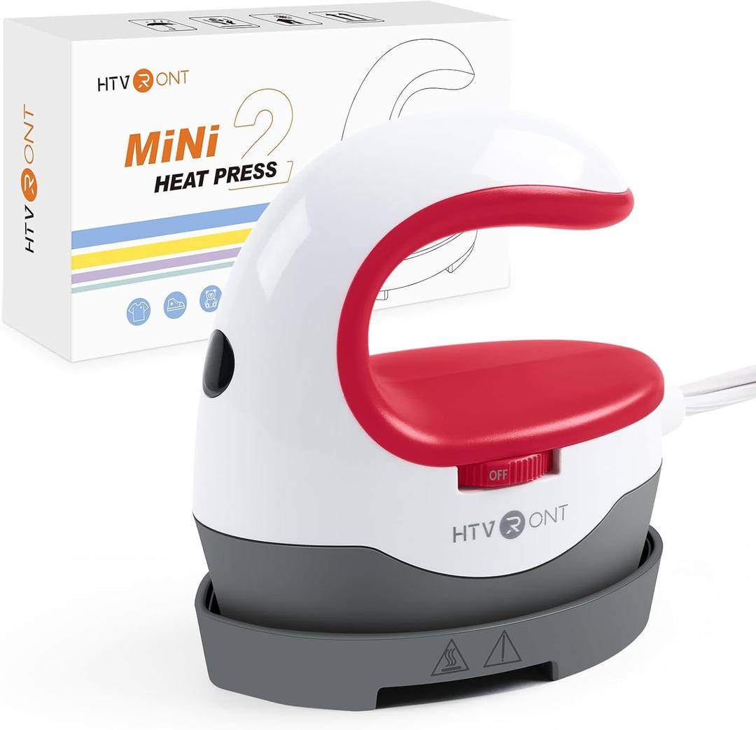 HTVRONT Heat Press Mini Heat Press Machine, Small Heat Press Portable Iron Press Machine for T Shirts, Hats, Heating Transfer Projects (Raspberry)