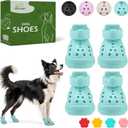 Dog Shoes for Hot Pavement - Non-Slip Summer Dog Booties for Small Medium Large Dogs, Reflective Pet Boots & Paw Protectors, Easy ON & Off, Waterproof and Easy-Clean for Beach Outdoor (Aqua Green, L) (Size 7/L (Paw Width:2.36in))