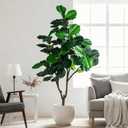 Erimda Artificial Fiddle Leaf Fig Tree 6ft with White Planter Realistic Fiddle Leaf Lyrata Plant Tall Fake Tree with Natural-Looking Leaves Fake Tree for Indoor Outdoor Home Office Decor