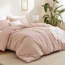 Bedsure Waffle Comforter Set Queen, Soft and Breathable Dusty Pink Bedding Comforter Set, 3 Pieces, 1 Waffle Weave Comforter (90"x90") and 2 Pillow Shams (20"x26"+2")