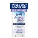 Secret Whole Body Deodorant Dry Feel Stick + Absorbs Sweat for Women, Naturally Derived Ingredients, Completely Clean Scent, Aluminum Free Deodorant Stick, 72 HR Odor Protection, 2.4 oz (2.4 Ounce (Pack of 1))