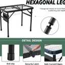 WildFinder Folding Table, 2x1.3 FT Camping Table with Mesh Desktop,Folding Grill Table with Mesh Bag,Portable Outdoor for Picnic,Camping,BBQ,Beach(Black)