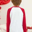 Valentines Day Kid Boys Girls Heart Dabbing Top Red White Raglan Long Sleeve Crew Neck T-Shirt 5-6 Years