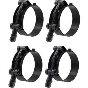 ISPINNER 4 Pack 1.25 Inch Stainless Steel T-Bolt Hose Clamps, Clamp Range 41-46mm for 1.25" Hose ID (Black)