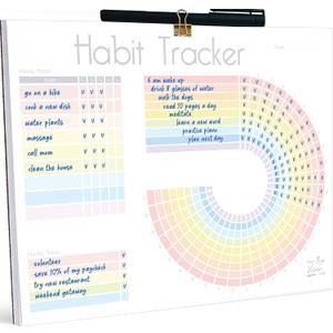 Habit Tracker Calendar - Tracking Journal planner pad 25 PAGES 2 YEARS with magnet and hanging hook pen holder to do list notepad magnets for fridge atomic habits gift bullet journal planner 11"x 8.5"