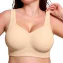 Jelly Bras for Women No Underwire Wireless Bra with Support and Lift Full Coverage Plus Size Comfy Seamless Bra (4X-Large, Nude)