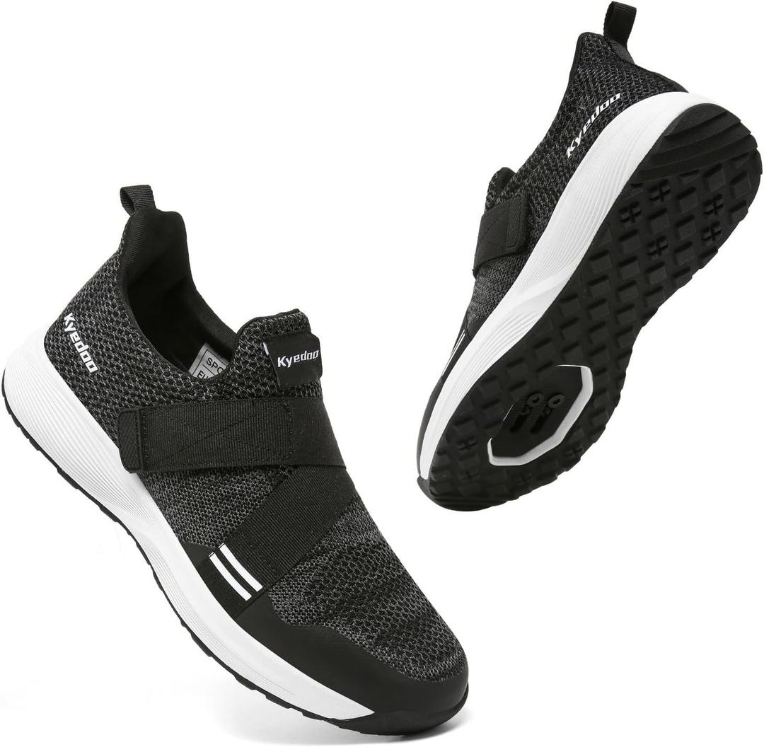 Kyedoo Mens Indoor Cycling Shoes Compatible with SPD Cleats, Comfortable Walkable Bike Shoes, Cleats Included (11.5 Women/9.5 Men, Black)