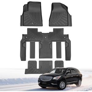 Floor Mats for Chevy Traverse 2007-2017 | 2008-2017 Buick Enclave 7 Seats | For 2007-2017 GMC Acadia | 2007-2010 Saturn Outlook All Weather Custom Fit TPE Floor Liners for Traverse 1st, 2nd and 3rd Row